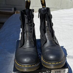Dr. Martens 1460 Pascal Front Zip Black Lace Up Boots